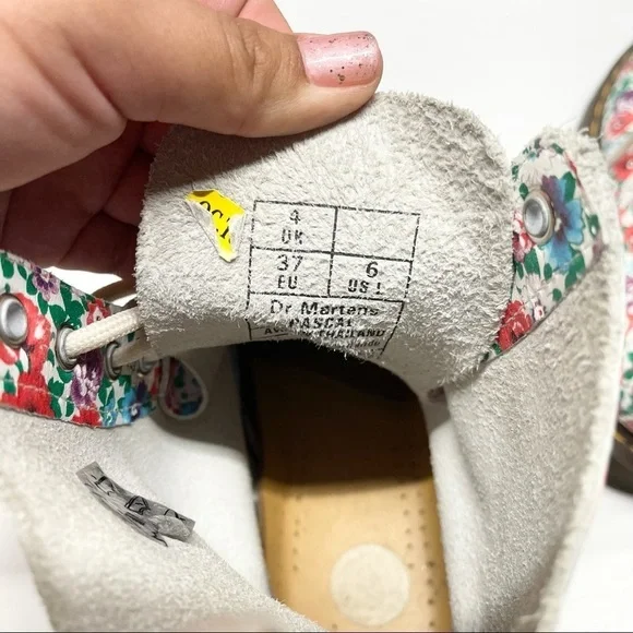 Dr. Martens 1460 Pascal White Wild Poppy Floral Lace Up Boots - Picture 5 of 6
